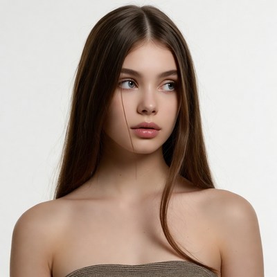 Young woman with long brown hair