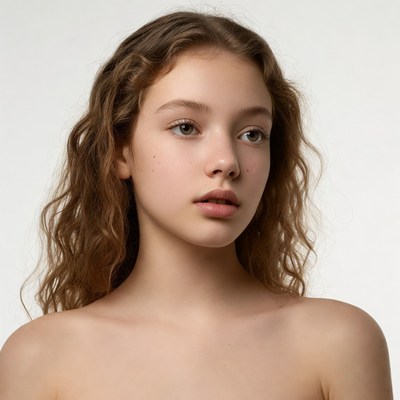 Teen girl with wavy brown hair