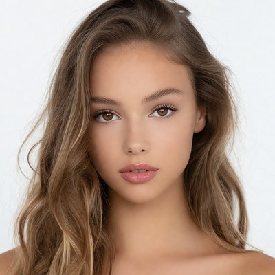 Beautiful woman with wavy brown hair