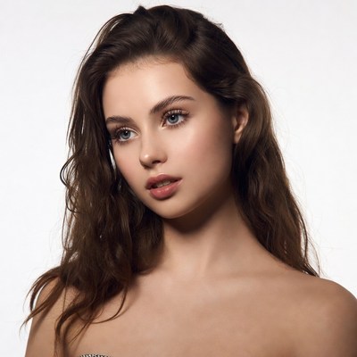 Beautiful woman with wavy brown hair