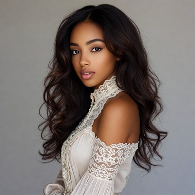 Beautiful African-American woman in lace top