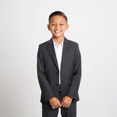 Smiling Asian boy in suit