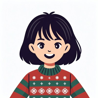 Girl in Christmas Snowflake Sweater