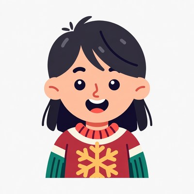 Smiling girl in snowflake Christmas sweater