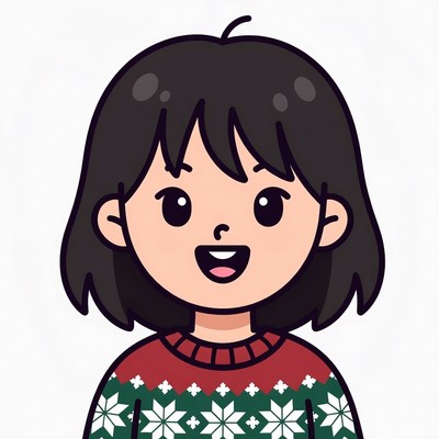 Smiling girl in Christmas sweater