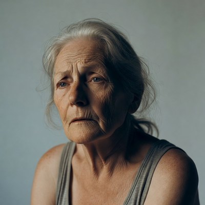 Elderly woman with gray hair
