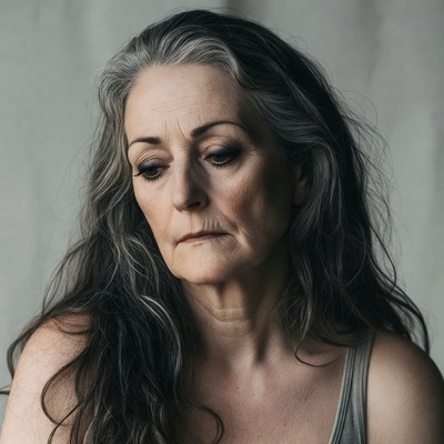 Mature woman with gray hair
