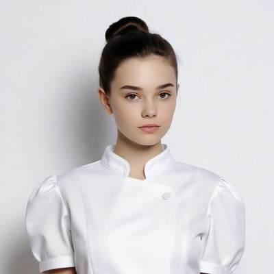 Young woman in white uniform