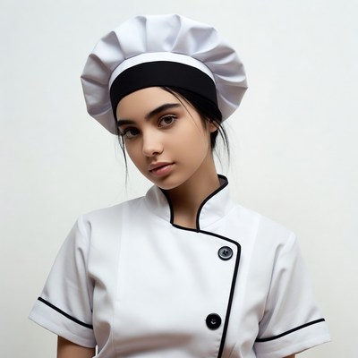 Young woman wearing chef uniform