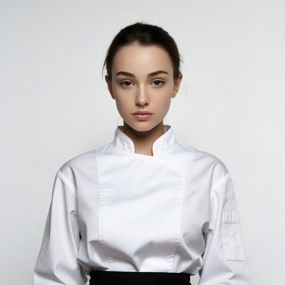 Woman in white chef uniform