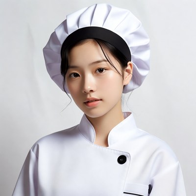 Asian woman wearing chef hat