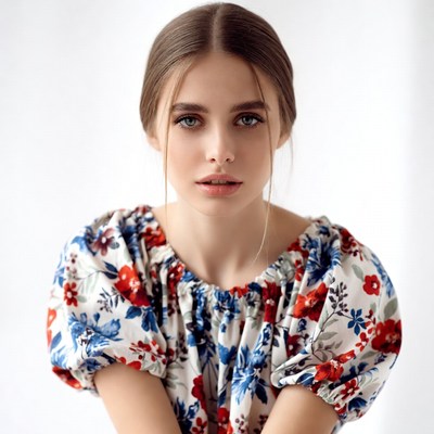 Young woman in floral dress