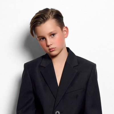 Boy in suit with side-parted hair