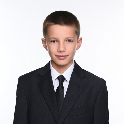 Boy in black suit