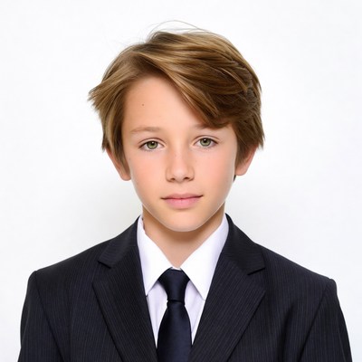Young boy in suit portrait