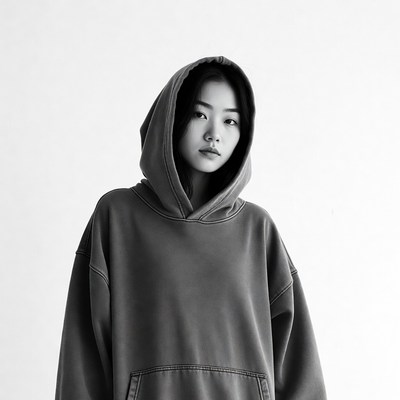 Asian woman in hoodie