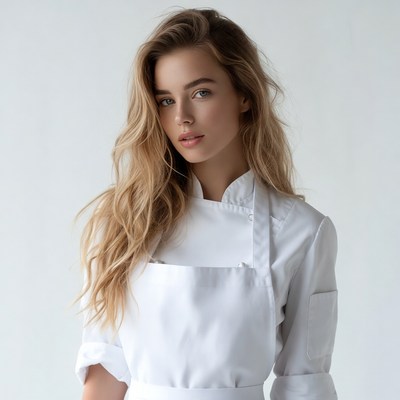 Woman in white chef uniform