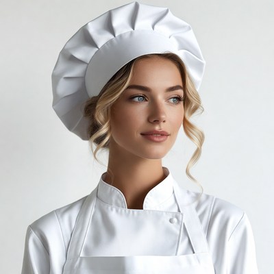 Blonde woman in chef uniform