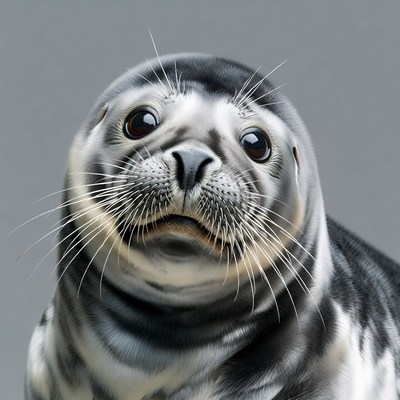 Cute baby harp seal closeup