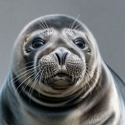 Close-up of cute harbor seal