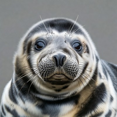 Cute baby harp seal closeup