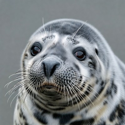 Cute baby harp seal closeup