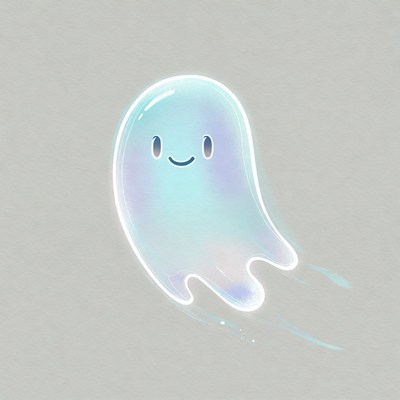 Cute smiling blue ghost illustration