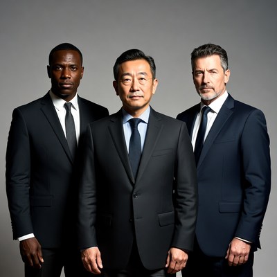 Three men in suits standing together