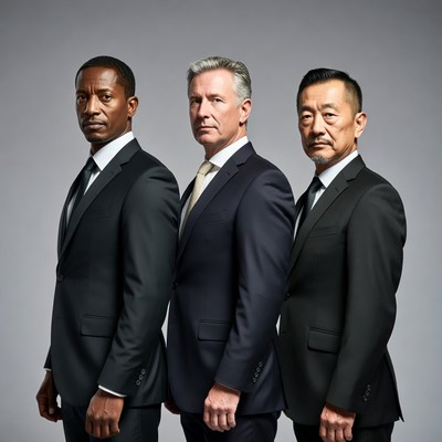 Three men in suits standing together