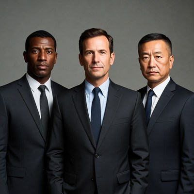 Three men in suits standing together