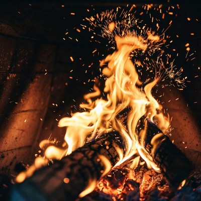 Burning Firewood with Sparks
