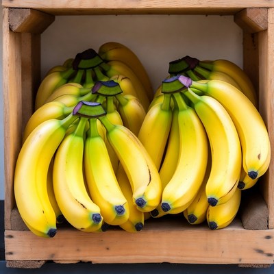 Bananas in wooden crate