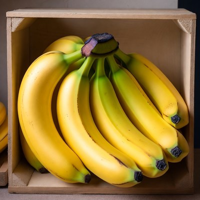Bananas in wooden crate