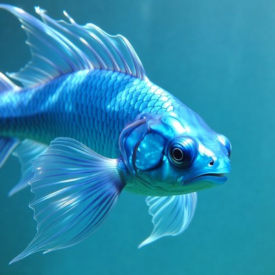 Blue Koi Fish Swimming Underwater