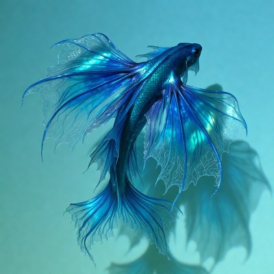 Blue Betta Fish with Fairy Wings