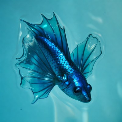 Blue Betta Fish in Water