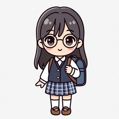 Anime girl in school uniform with backpack