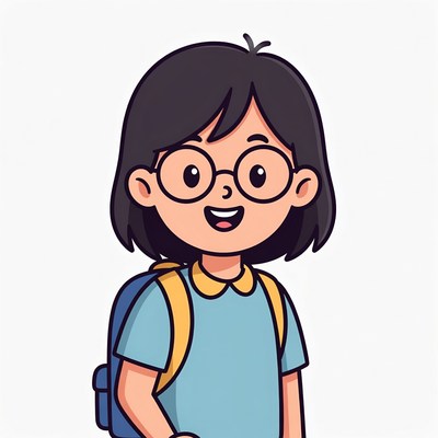 Smiling Asian girl with backpack