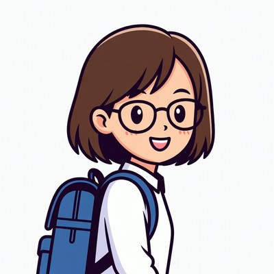 Anime girl with backpack and glasses