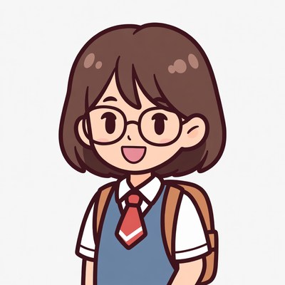 Anime girl in school uniform smiling