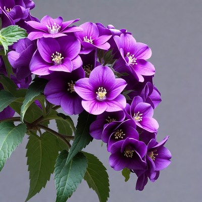 Purple flower cluster on gray background