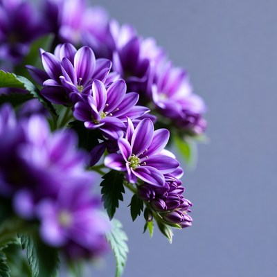Purple Flowers on Gray Background