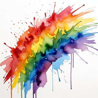 Watercolor Rainbow Splash Painting
