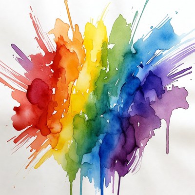 Rainbow Watercolor Paint Splash