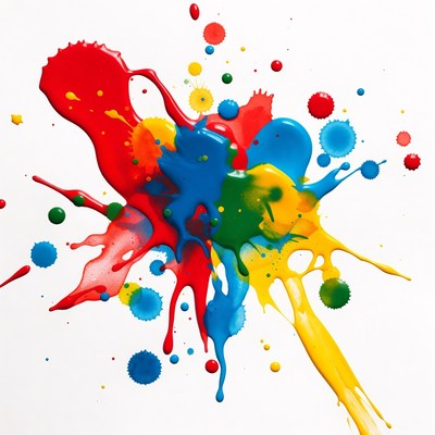Colorful Paint Splatter on White