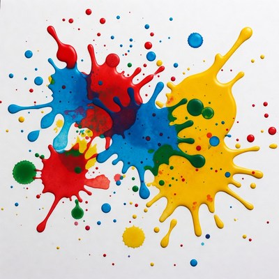Colorful Paint Splashes on White