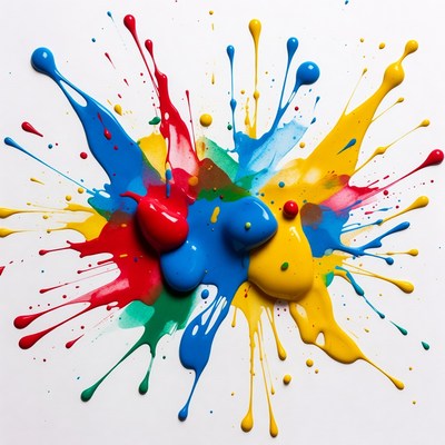 Colorful Paint Splatter on White