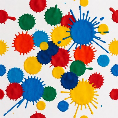 Colorful paint splatters on white background