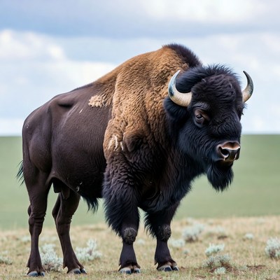 Bison standing in grassy field
