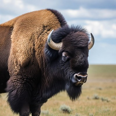 Bison standing in grassy field